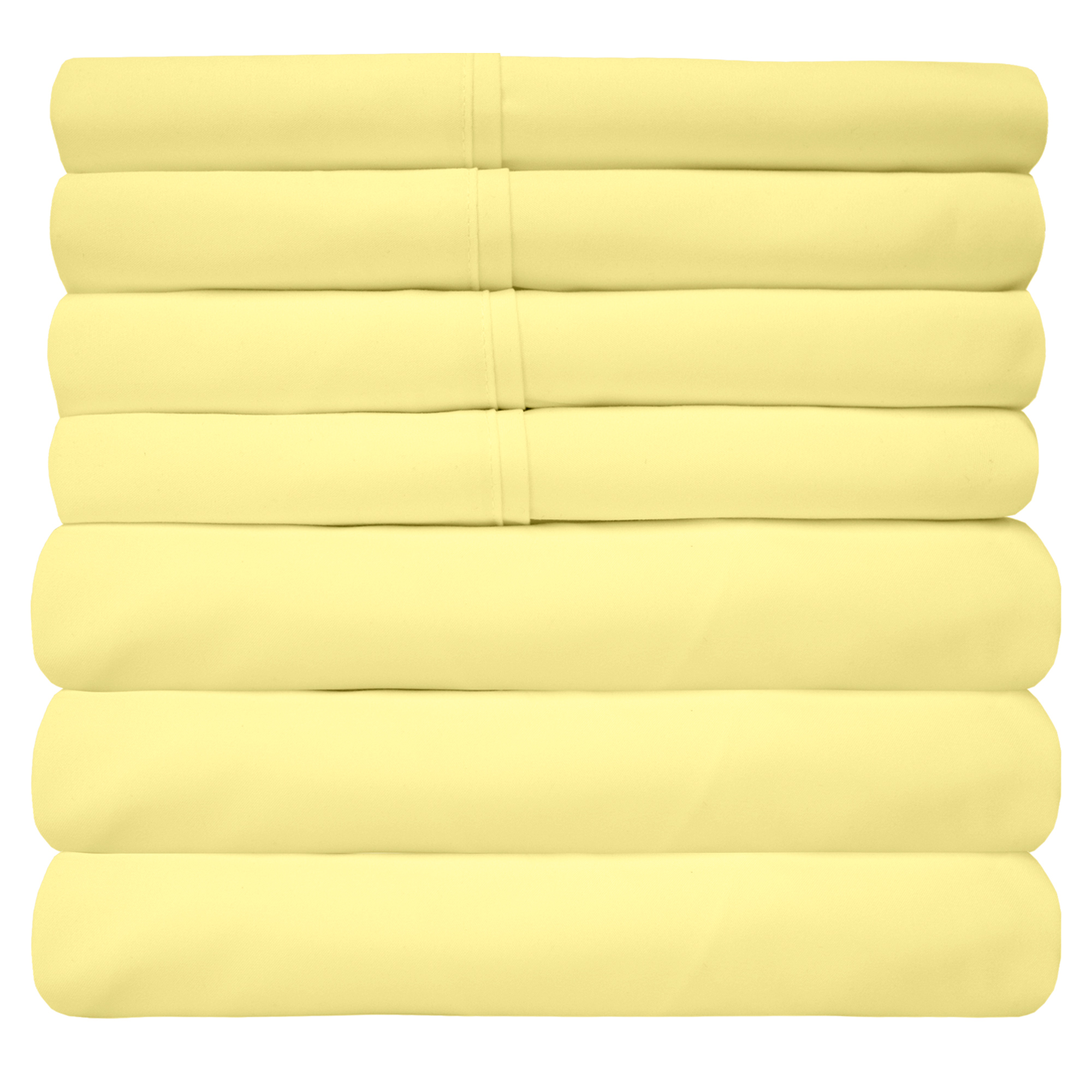 Sweet Home Collection 1500 Series Bed Sheets - Extra Soft Microfiber Deep Pocket 7pc Sheet Set - Pale Yellow, Split King