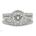 thumbnail image 2 of AFFY 14k White Gold Plated Sterling Silver Center 1ct 6.5mm G-H-I Color Halo Moissanite Wedding Engagement Rings Set for Women 3 Pieces Ring Size-5.5, 2 of 6