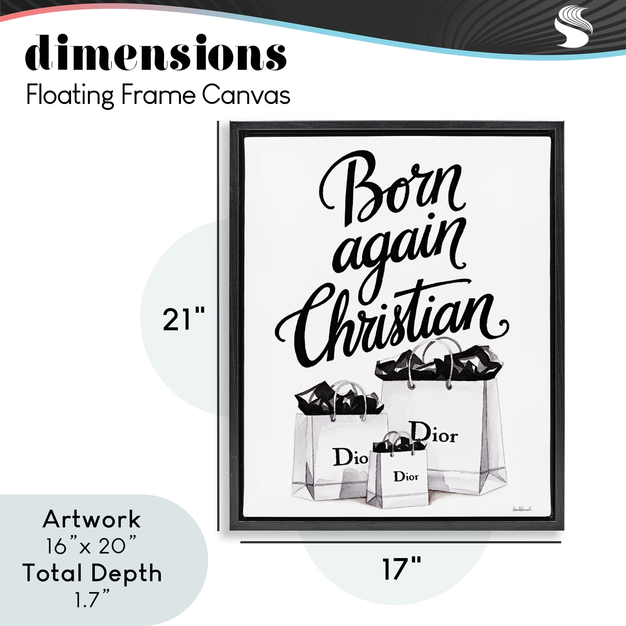 Christian & Shopping Bags Black Framed Floater Canvas Wall Art, design by Amanda Greenwood