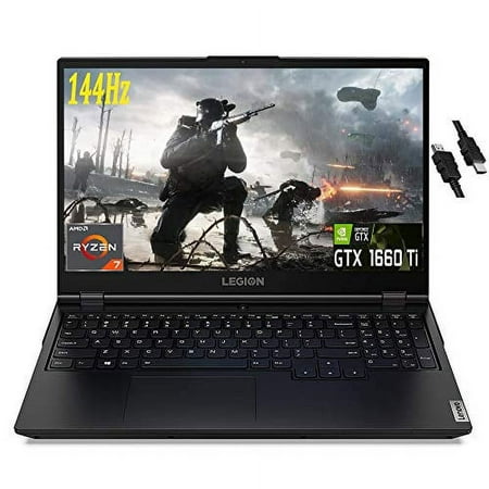 Lenovo 2021 Flagship Legion 5 Gaming Laptop 15.6" FHD IPS 144Hz AMD Octa-Core Ryzen 7 4800H (Beats i7-9750H) 16GB RAM 256GB SSD GTX 1660Ti 6GB Backlit USB-C Dolby Win 10 + HDMI Cable