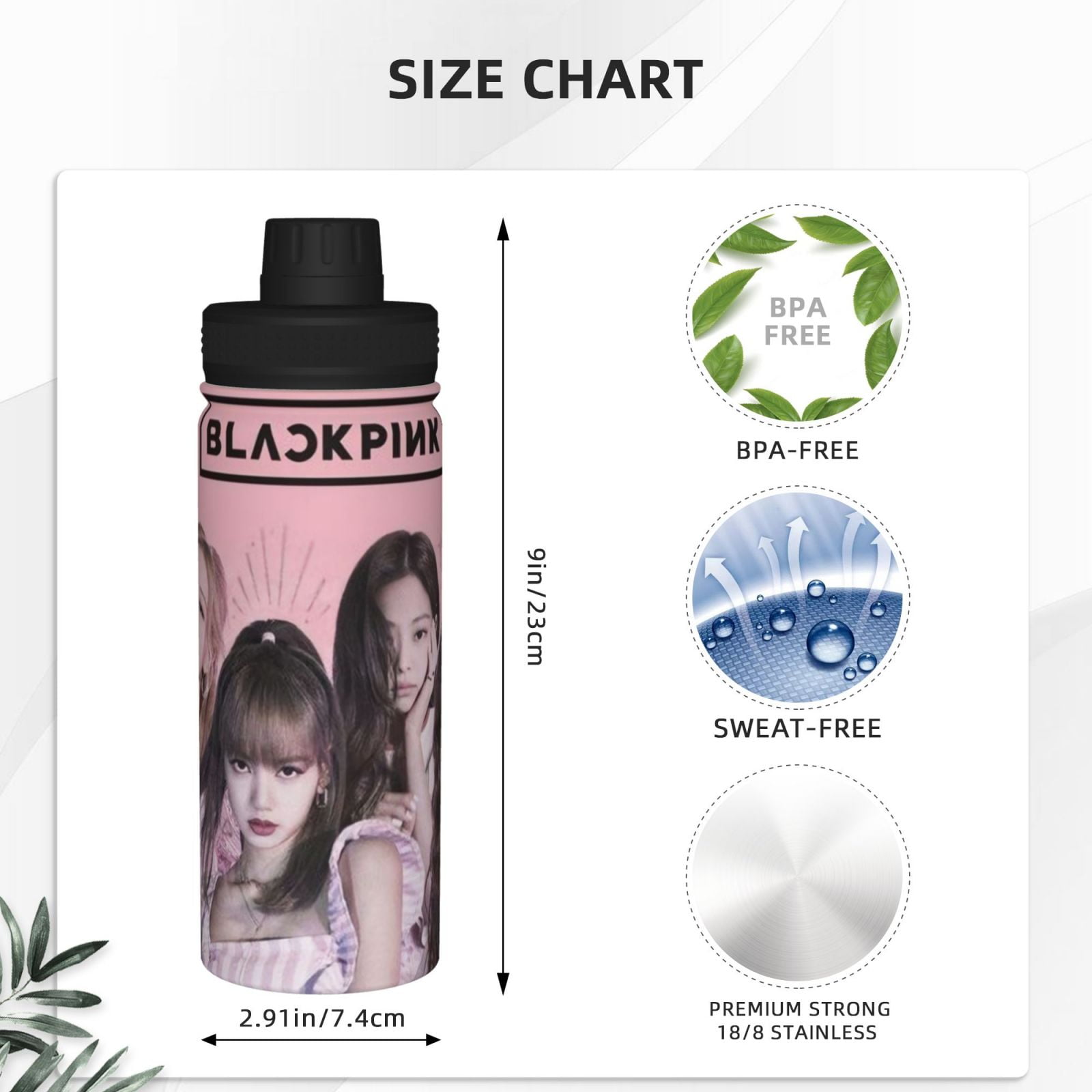 Blackpink Sports Insulated Water Bottle Stainless Steel Portable