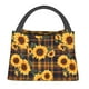 thumbnail image 1 of Easygdp Brown Blue Plaid Sunflower Bolsa de Almuerzo Insulada Reutilizable, Bolsa de Mano y Bandolera para Oficina, Trabajo, Viajes, 1 of 6