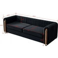 thumbnail image 2 of kevinplus 84.2'' Velvet Chesterfield Sofa Couch for Living Room, Modern Luxury 3-Seat Upholstered Sofa Couch for Apartment Bedroom Dorm Office, Strong Gold Metal Legs (Channel Backrest, Black), 2 of 14