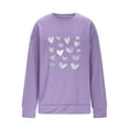 thumbnail image 5 of Mceream Valentines Chandails en Molleton pour Femmes Mode Décontractée Imprimé Cœur Graphique Manches Longues Chemises Col Rond Surdimensionné Chandail Tops Grande Taille Violet P, 5 of 5