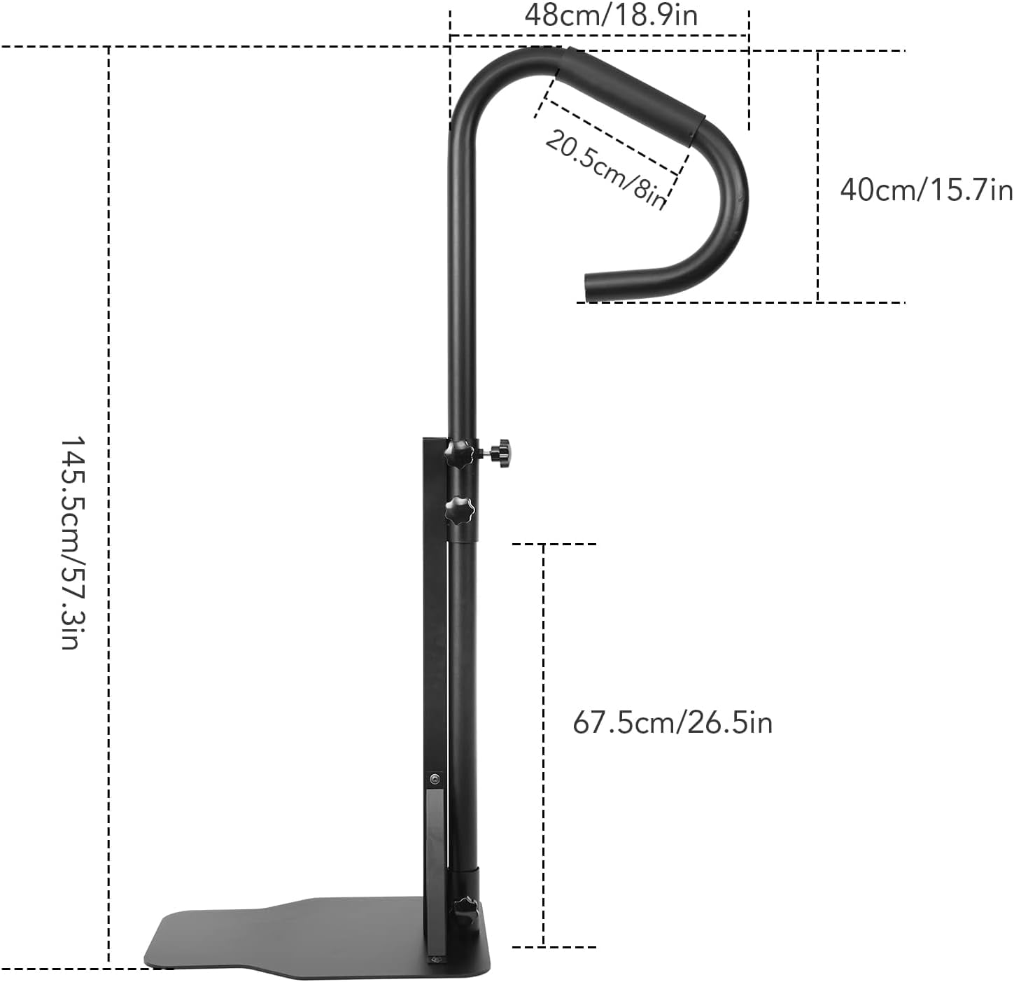 Garvee Hot Tub Handrail, 56" Handrail Pivots, 360 Rotatable Adjustable Height, Black