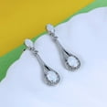 thumbnail image 4 of 18K White Gold Plated White Fire Opal Birthstone Drop Earrings for Women, 4 of 7