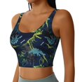 thumbnail image 2 of Xecao Cartoon Dinosaur for Sports Bra with Removable Pads, Crop Tank Top Design, Women's Longline Sports Bra - Non-Wired - Large, 2 of 9