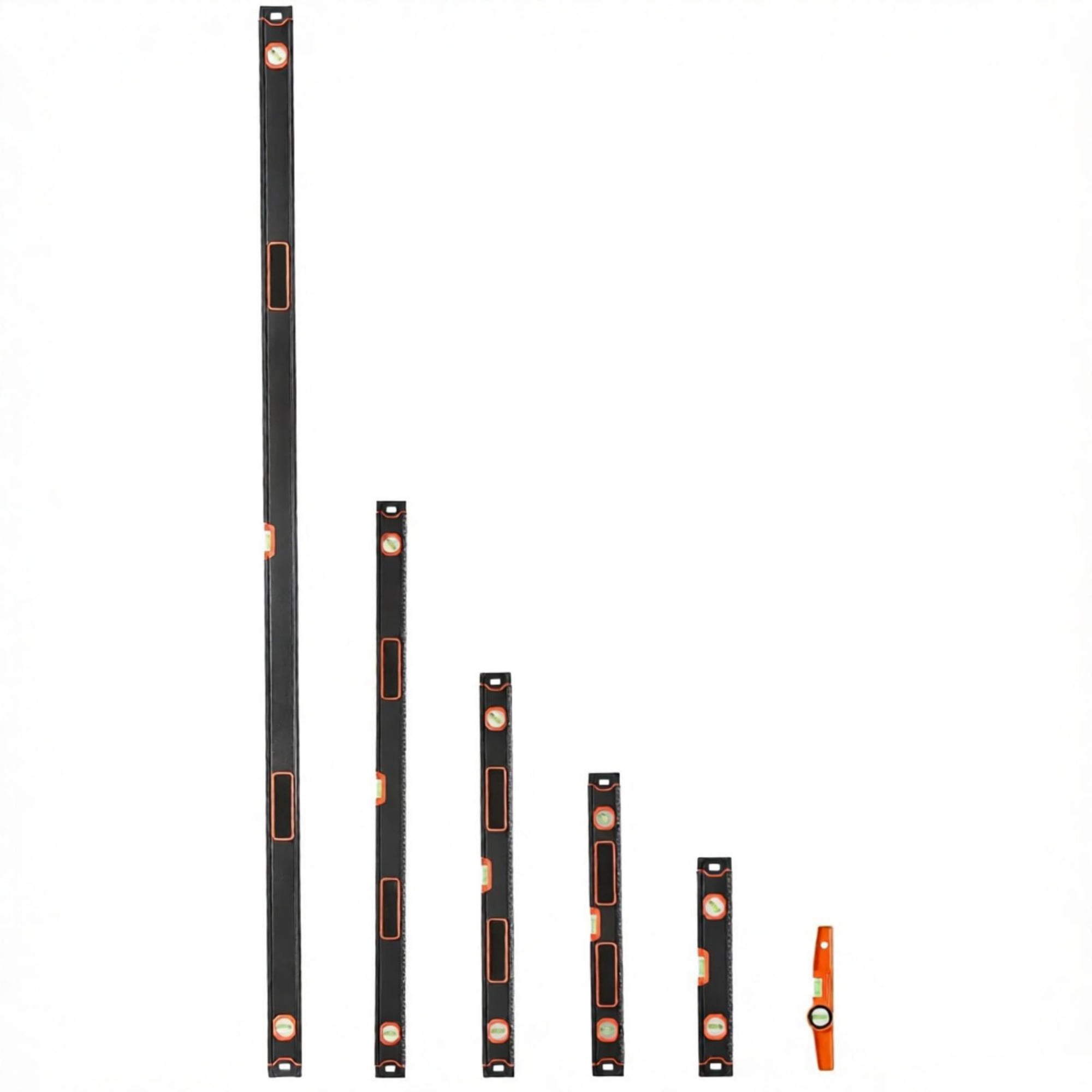 6-Piece Magnetic Torpedo Level Set, 78/48/32/24/16/10 Inch Aluminum Alloy Levels with Ruler & SAE/Metric Scale