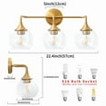 thumbnail image 6 of Bathroom Light Fixtures 3 Light Bathroom Vanity Light with Clear Glass Shade, 22 inch Bathroom Light Fixtures Over Mirror, Black and Gold Vanity Lights for Bathroom (Exclude E26 Bulb), 6 of 6