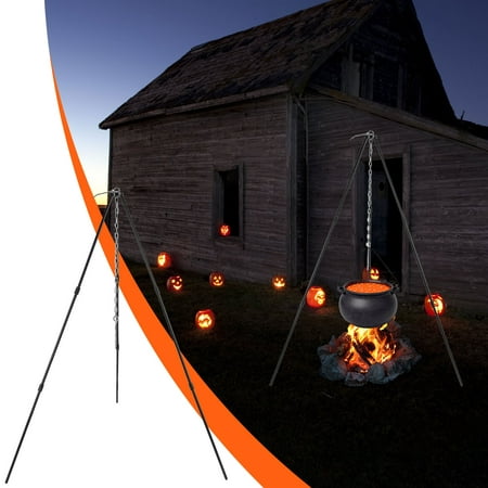 Image of Teissuly Witches Cauldron on Tripod Halloween Outdoor Decorations with Green Lights Hocus Pocus Candy Bucket Decor for Home Patio Garden Lawn Outside