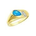 thumbnail image 3 of RYLOS Men's Rings 14K Yellow Gold Ring - Timeless Pear Shape Cabochone Gemstone & Diamonds - Tear Drop Cabochon TURQUOISE Rings For Men Size 13, 3 of 6