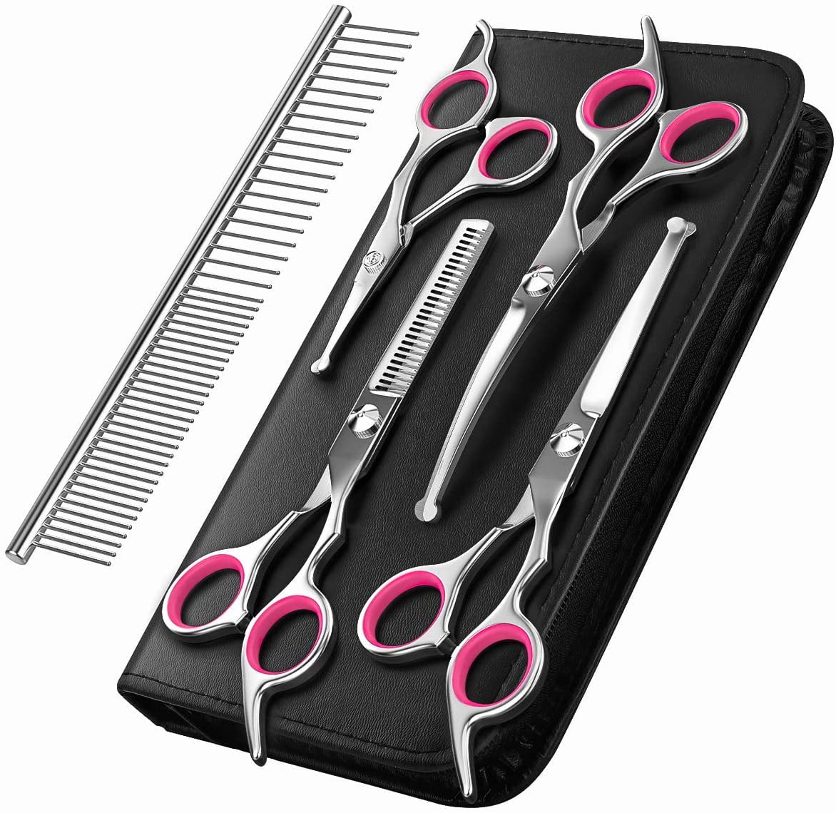 Buy Genwiss Dog Grooming Scissors Kit 5 Pack, Safety Round Tip Stainless Steel Titanium Coated
