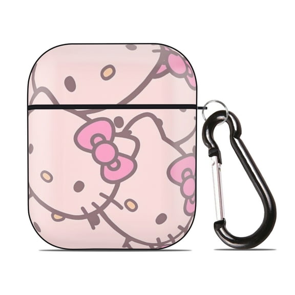 Hello kitty AirPods 2nd Generation Protective Case (Hard Shell Black) AirPods Protective Case PC Protective Case Buckle, Compatible with Apple AirPods 2nd Generation Charging Box