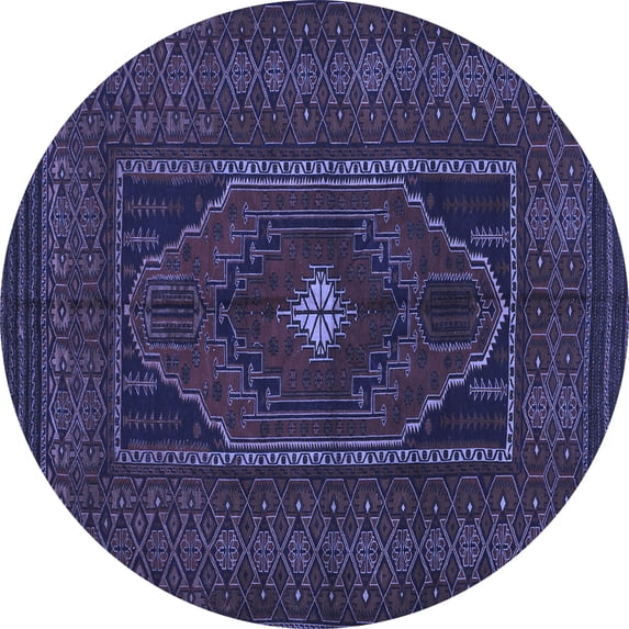 Ahgly Company Machine Washable Indoor Round Persian Blue Traditional Area Rugs, 8' Round