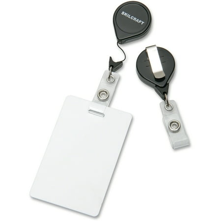 SKILCRAFT, NSN5453657, 36" Retractable ID Card Reel, 12 / Dozen, Black