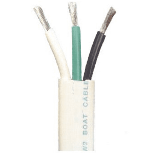 Crimp Supply 12/3 AWG Triplex Tinned Marine Wire, Black/Green/White 50