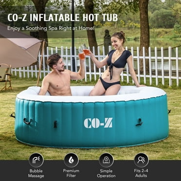 CO-Z 2-4 Person Inflatable Hot Tub 6ft Indoor Outdoor Spa with 120 Jets Cover Pump Green