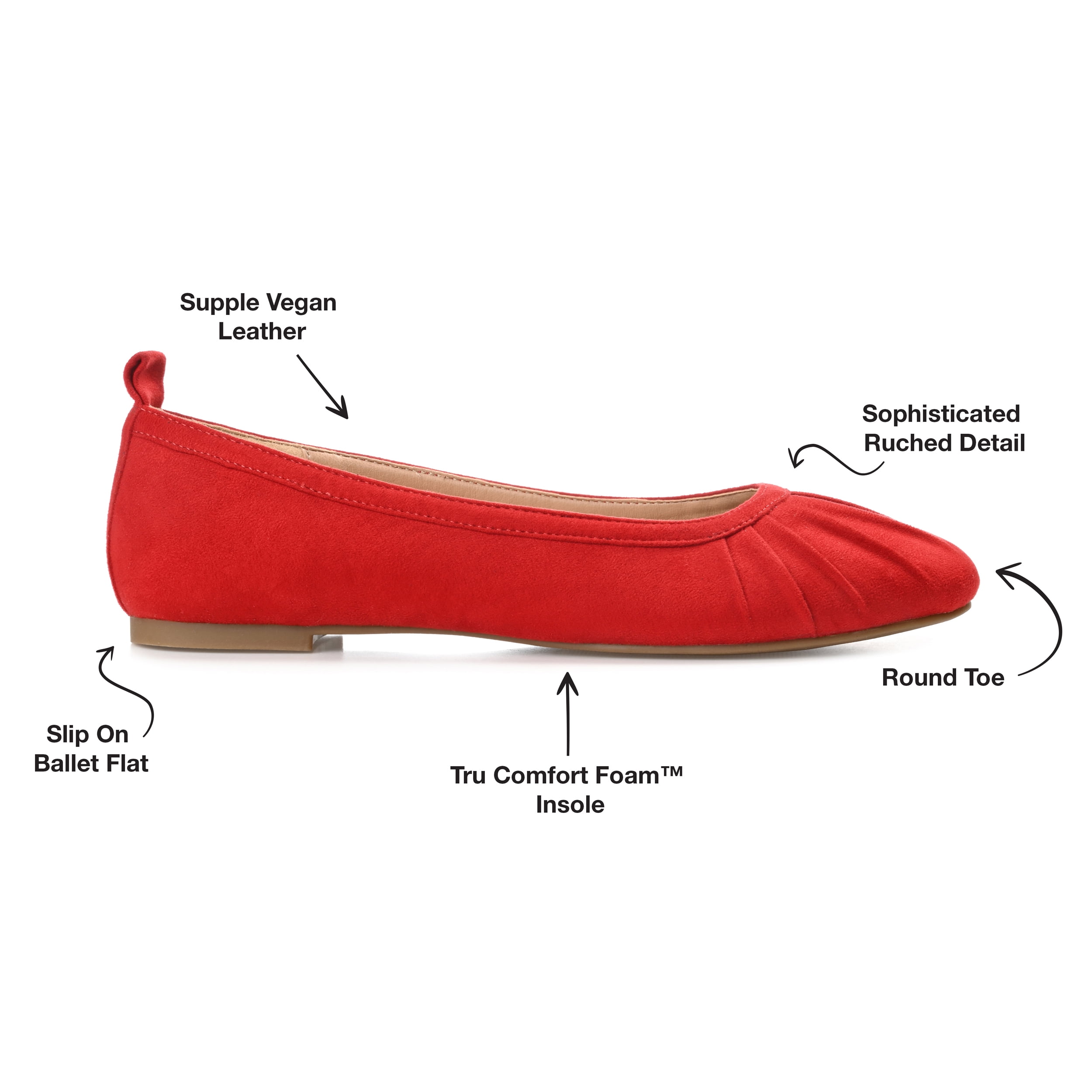 Journee Womens Tannya Slip On Round Toe Ballet Dress Flats