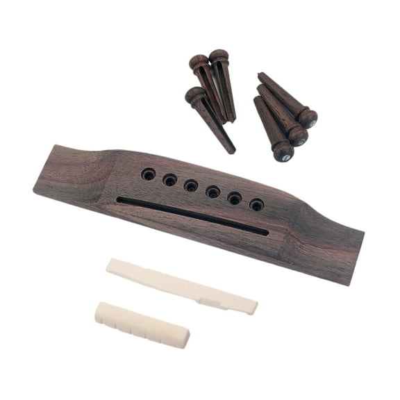 Acoustic Guitar Replacement Set Ebony Bridge End Pins Bone Saddle & Nut and wood Parts