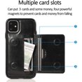 thumbnail image 3 of Card Slot Holder Wallet Case for iPhone 11 6.1 inch 2019, Premium PU Leather Case Kickstand with Hidden Magnetic Closure Flip Durable Shockproof Protective Cover - Black, 3 of 14