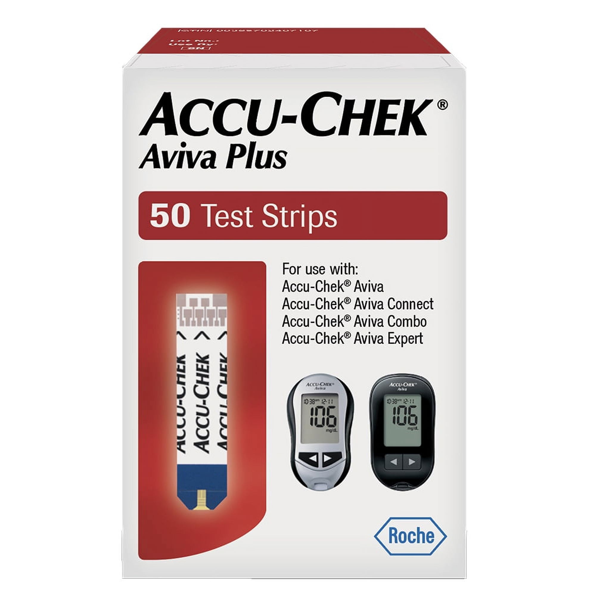 Accu-Chek Aviva Plus Blood Glucose Test Strips - 50 Test Strips per Box