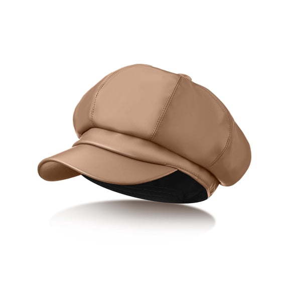 Minzimin Newsboy Caps for Women 8 Panel PU Leather Apple Cap Vintage Beret Hat Gatsbie Hat for Women Gift