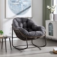 thumbnail image 2 of IVV Outdoor Patio Rocking Chair, Oversized Rattan Wicker Recliner Rocker Chair with Comfy Cushion and Steel Frame, Modern Lounge Rocker for Front Porch Living Room Bedroom (Gray), 2 of 9