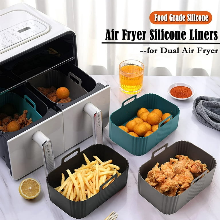 Air Fryer Silicone Liners for Ninja Dual Air Fryer,2 Pack Reusable Air  Fryer Silicone Liner for Ninja Foodi DZ201/DZ401 8QT,Ninja Air Fryer