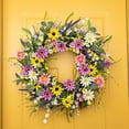 thumbnail image 5 of DIYFLORU Store 22 Inches Summer Wreaths for Front Door Spring Door Wreath Summer Floral Wreath with Wildflower Daisy for Wall Indoor Outside, 5 of 6