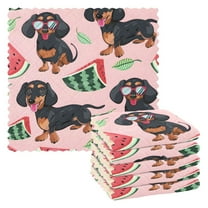 6 Packs Dachshund Dogs Watermelon Kitchen Dish Towels Soft Absorbent Dish Cloths 11"x11"