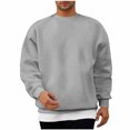 thumbnail image 2 of safuny Men's Workout Solid Color Pullover Loose Shirts Big&Tall Casual Drop Shoulder Fashion Long Sleeve Tops Crew Neck Sweatshirts Gray M, 2 of 7