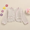 thumbnail image 6 of ibuvkizy Girls Summer Dresses Baby Princess Dress Toddler Kids Baby Girls Plaid Skirt Set Long Sleeve Jacket Coat Top Toddler Birthday Party Gown Kids Cute, 6 of 7