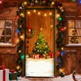 thumbnail image 5 of BotaniNest Door Curtain With Festive Holiday Design Red Background With Snowflakes And Trees Fabric Door Cover For Party And Home Holiday Display, 5 of 5