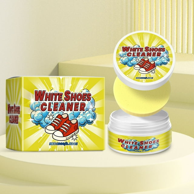White Shoes Cleaner Paste | 100g Stain Remover | Deep Cleaning for White, Leather, Canvas & Synthetic Shoes | Safe Non-Irritating Formula | Gloss Care | Sponge Included