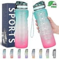 thumbnail image 2 of (Green1)Motivational water bottle with time marker,leakproof sports water bottle bpa free,fruit, 2 of 4