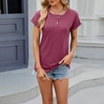 thumbnail image 2 of JGGSPWM Summer Casual Blouses for Women Short Sleeve Tunic Tops to Pair with Leggings Tshirt Shirts Wine S, 2 of 4