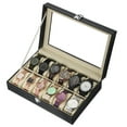 thumbnail image 1 of Caja de Almacenamiento para Relojes xcell de 12 Ranuras, Caja de Reloj para Hombres con Tapa de Vidrio, Caja de Reloj de Madera con Almohada para Reloj Removible, Negro/Beige, 1 of 7