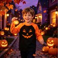 thumbnail image 2 of WAYUTE Halloween Boys Raglan Long Sleeve Pumpkin Print Lightweight Tunic Shirt for Toddler Kids Holiday Party Soft Top Casual Daily Wear,Orange,Size 9-10 Y, 2 of 4