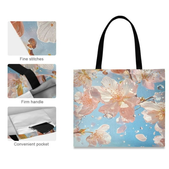 Canvas Tote Bag for Women Girls Design Print Cherry Blossoms Tote