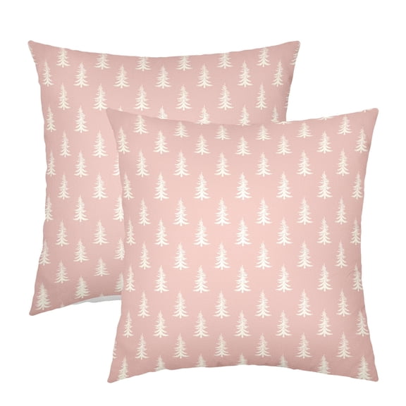 ABSOP Christmas Tree Pink Pillow Covers 18x18 Inch Set of 2 Xmas Trees Geometric Square Throw Pillows Cases Rustic Farmhouse Christmas Decor for Home Sofa Porch Bed Outdoor