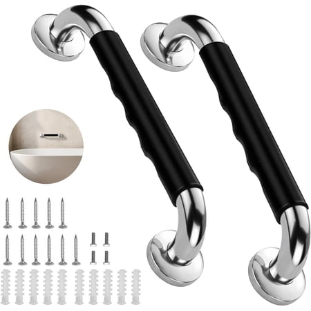 2 Pack 16 Inch Grab Bars for Bathtubs and Showers, Anti Slip Handicap Grab Bars for Shower, Safety Bath & Toilet Rail for Elderly Senior, Shower Handle Disability Assist Bathroom Handrail