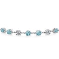 thumbnail image 2 of Gem Stone King 4.26 Ct Round Blue Zircon 925 Sterling Silver Lab Grown Diamond Tennis Bracelet for Women (Fully Adjustable up to 9 inch), 2 of 3