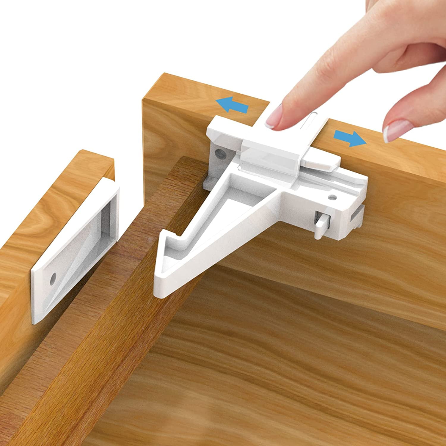 Baby Proofing Drawer Locks, 12Pcs Child Safety Locks, Slider Unlock Drawers LocksAdhesive Or