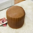 thumbnail image 2 of BBH Homes Handmade Beige Leather Round Pouf Ottoman BBBACPF0008 Indoor Decor, 2 of 9