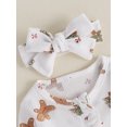 thumbnail image 5 of Newborn Baby Girls Christmas Print Footie Romper Waffle Long Sleeve Ruffle Jumpsuit Headband Set Fall Winter Clothes, 5 of 8