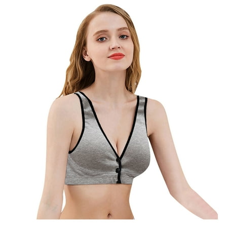 Clearance!Uooqdmx Bras for Women Nursing Bras Underwear with Front Gathered Feeding Breast Vest Type Buckle Bra Front Closure Bras for Women Dark Gray 3XL