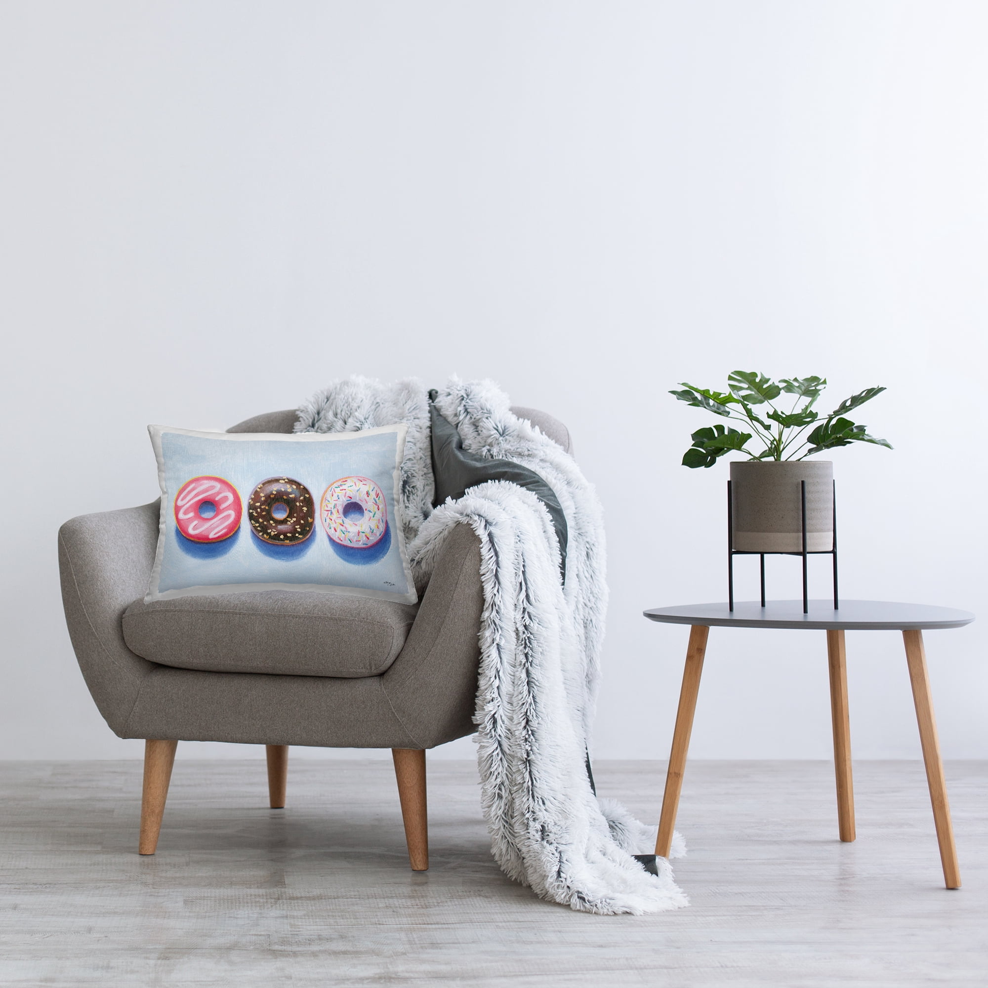 Stupell Industries Three Doughnuts Trio Decorative Printed Throw Pillow Design by Wild Apple.