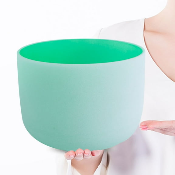 432 Hz F Heart Chakra Green Color Quartz Frosted Crystal Singing Bowl 8 inch