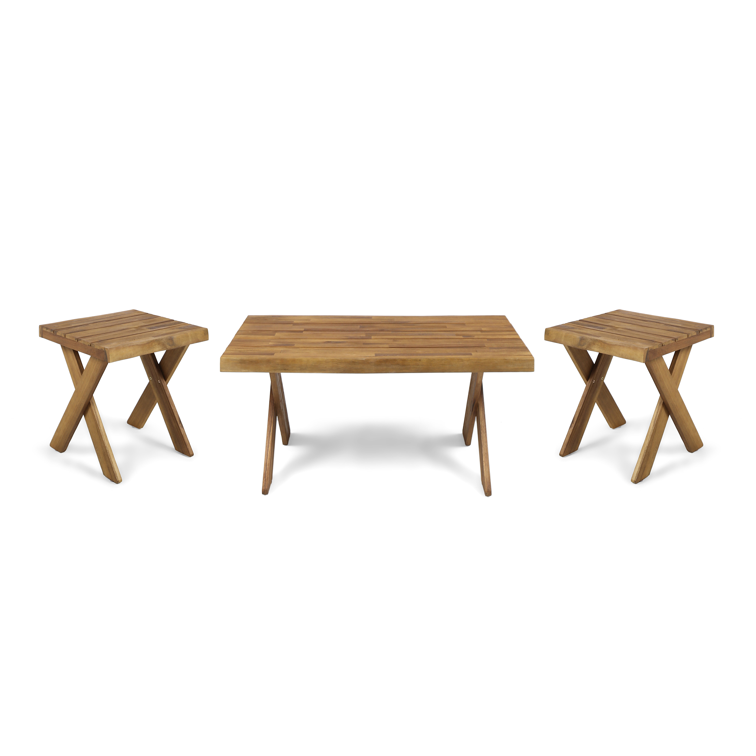 Noble House Indoor Farmhouse 3 Piece Acacia Wood Table Set, Teak