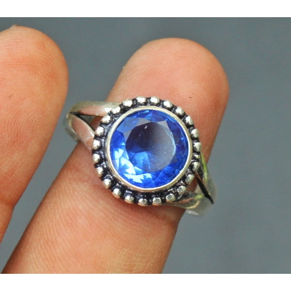 Octagon Sky Blue Aquamarine Ring in 925 Sterling Silver